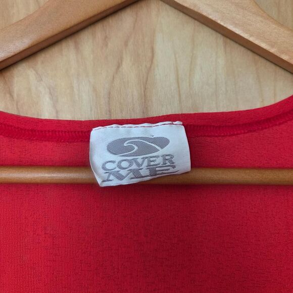 Vintage 90s Red Swim Cover Up silver buckle - Picture 5 of 6